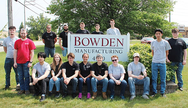 Bowden Manufacturing’s Summer 2023 interns, part of the company’s MFGNXTGEN training program. (Provided by Bowden Manufacturing)